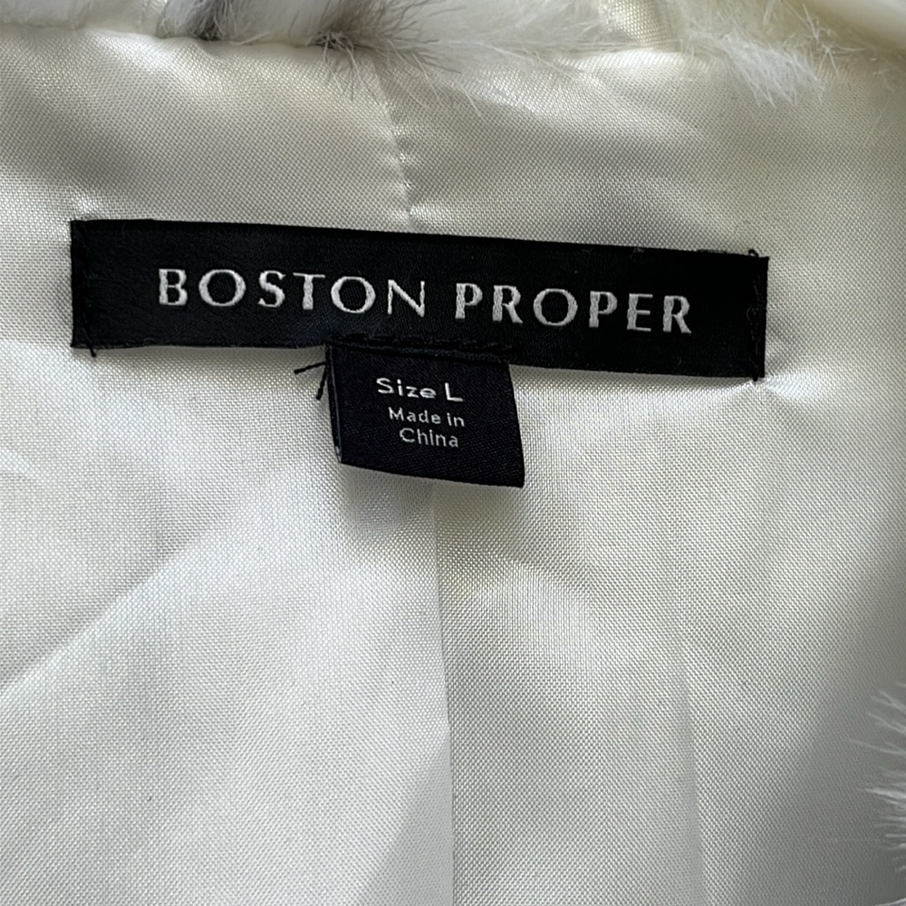 Boston Proper Snow Leopard Faux Fur Cardigan Sweater Sz L - Picture 10 of 17